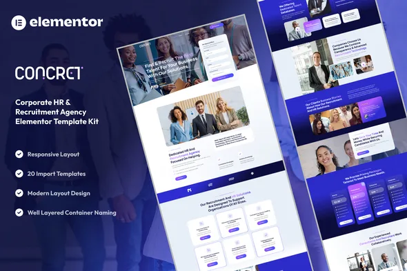 concret corporate hr recruitment agency elementor template kit 1