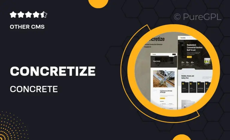 concretize concrete construction elementor template kit