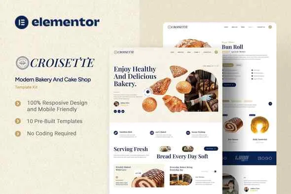 croisette modern bakery and cake shop elementor template kit 1