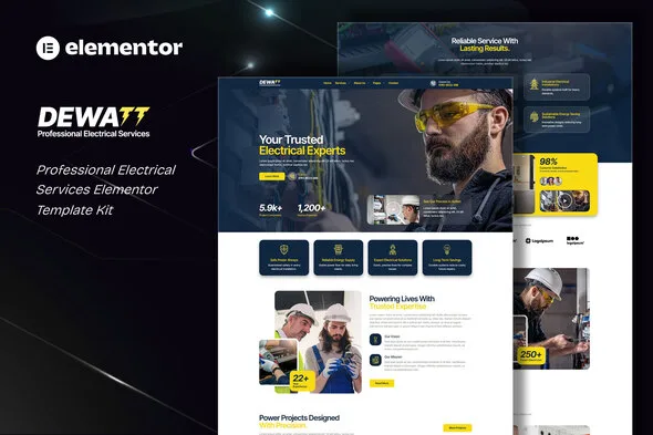 dewatt professional electrical services elementor template kit 1