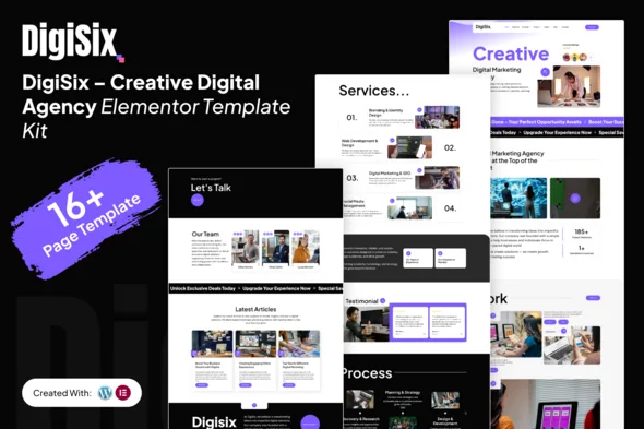 digisix creative digital agency elementor template kit 1