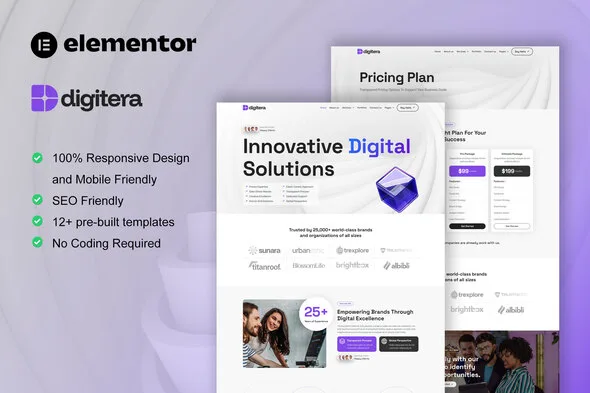 digitera digital agency elementor pro template kit 1
