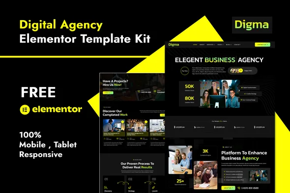 digma creative digital agency elementor template kit 1