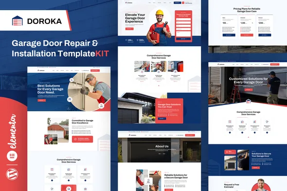doroka garage door repair elementor template kit 1