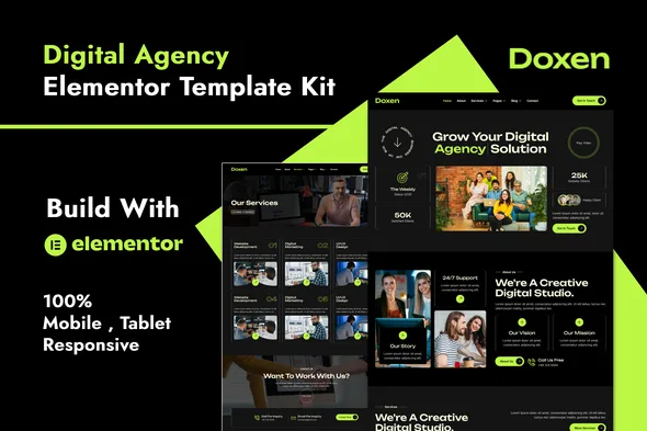 doxen digital agency elementor template kit 1
