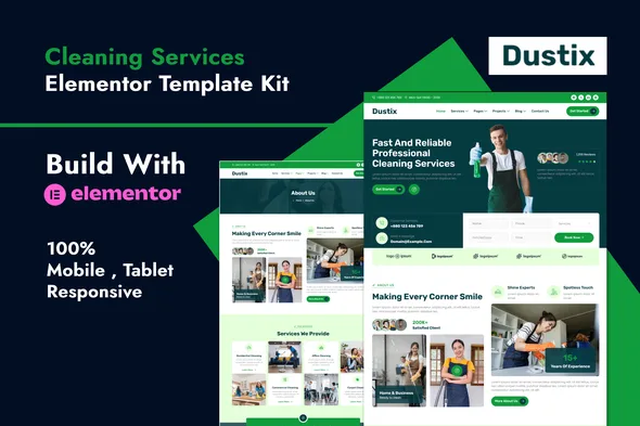 dustix cleaning services elementor template kit 1