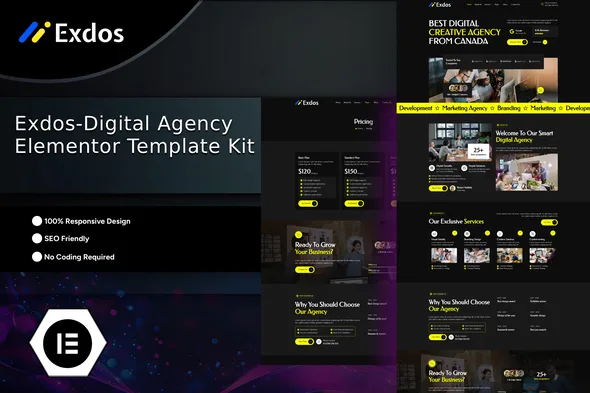 exdos digital agency elementor template kit 1