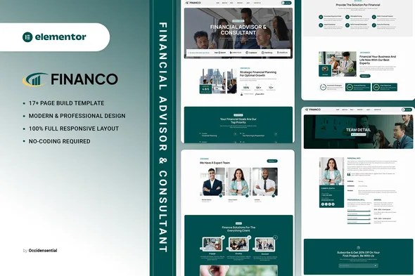 financo financial advisor consultant elementor template kit 1