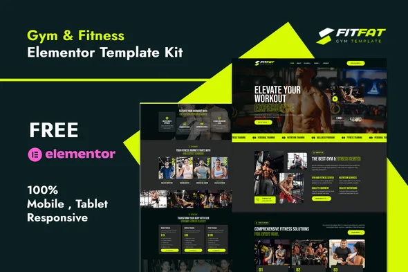 fitfat gym fitness elementor template kit 1