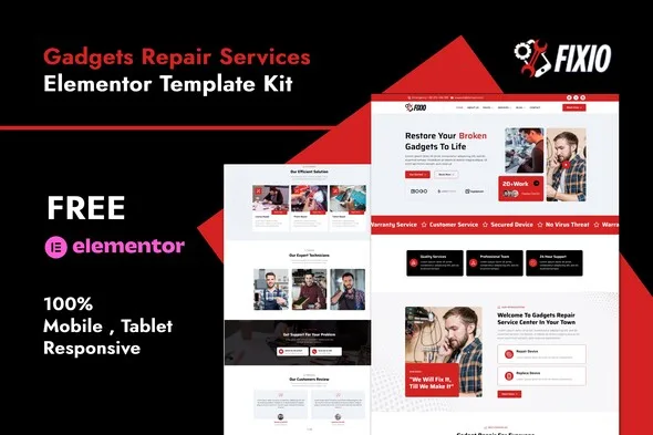 fixio gadgets electronics repair services elementor template kit 1