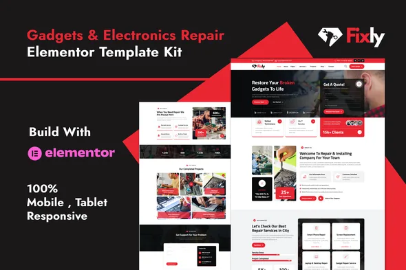fixly electronics gadgets repair services elementor template kit 1