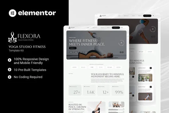 flexora yoga studio fitness elementor template kit 1