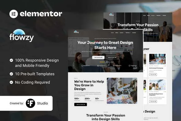 flowzy uiux course services elementor template kit