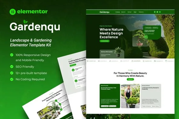 gardenqu landscape gardening elementor template kit 1