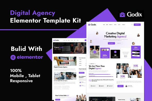 godix digital agency elementor template kit 1
