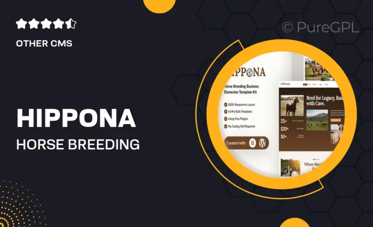 hippona horse breeding business elementor template kit