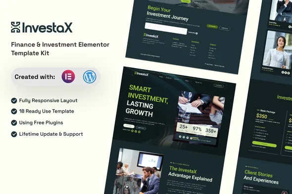 investax finance investment elementor template kit 1