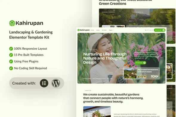 kahirupan landscape gardening elementor template kit 1