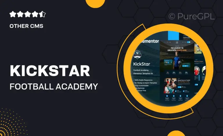 kickstar football academy elementor template kit