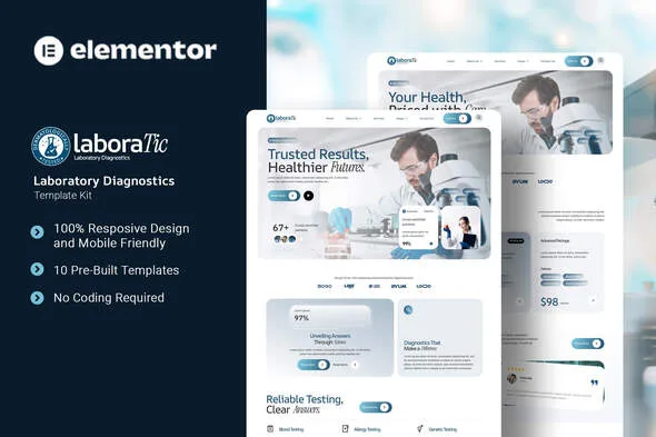 laboratic laboratory diagnostics elementor template kit 1