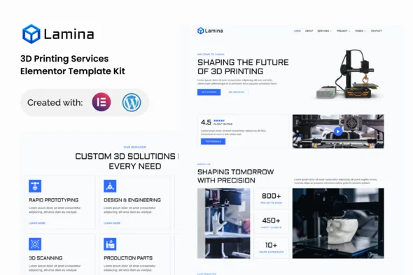 lamina 3d printing services elementor template kit 1