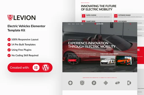 levion electric vehicle elementor template kit 1