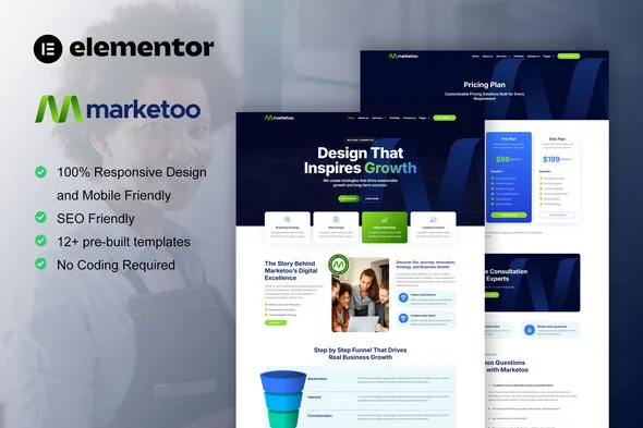 marketoo digital marketing agency elementor pro template kit 1