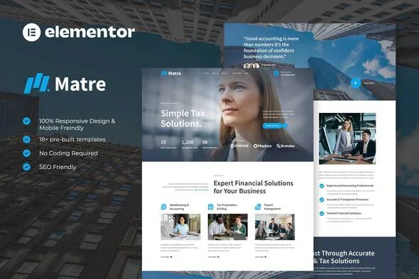 matre accounting tax services elementor template kit 1