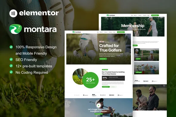 montara golf club academy elementor pro template kit 1