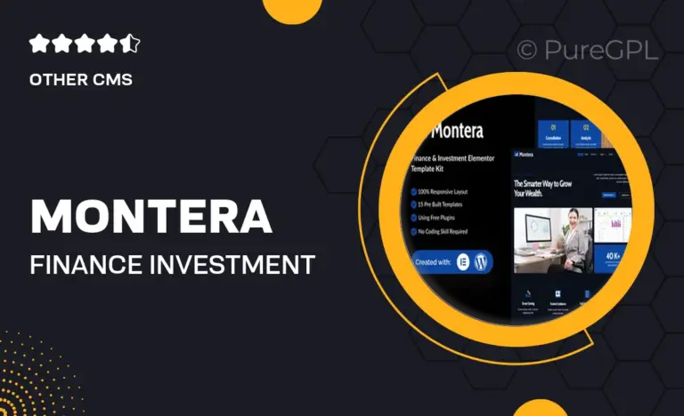 montera finance investment elementor template kit