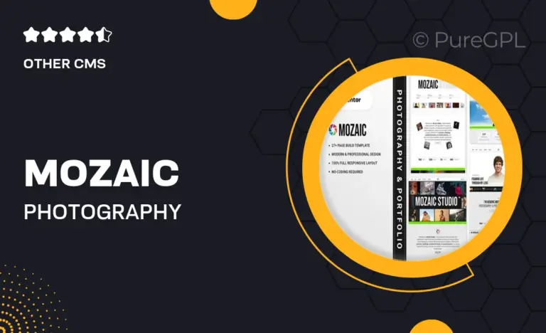 mozaic photography portfolio elementor template kit