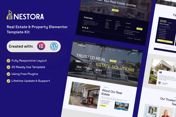 nestora real estate property elementor template kit 1