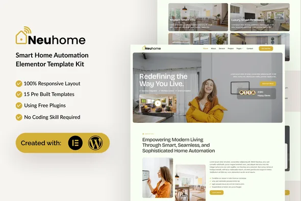 neuhome smart home automation elementor template kit 1