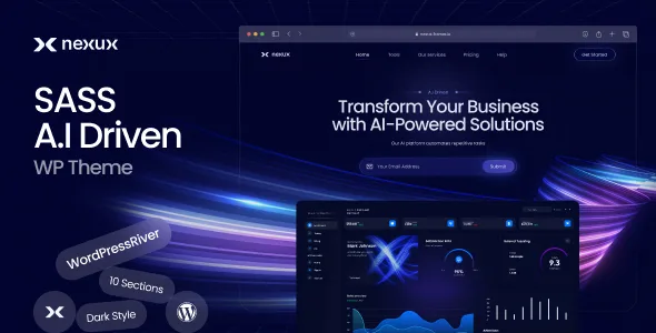 nexux ai saas landing page wordpress theme 1