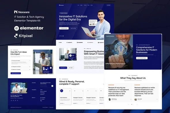 nexware it solution tech agency elementor template kit 1