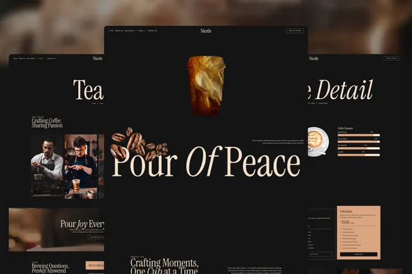 nicetle modern elegant coffee shop roastery elementor template kit 1