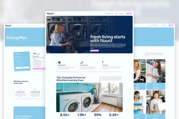 nuuci modern fresh laundry service elementor template kit 1