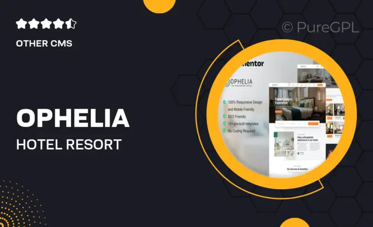ophelia hotel resort elementor template kit