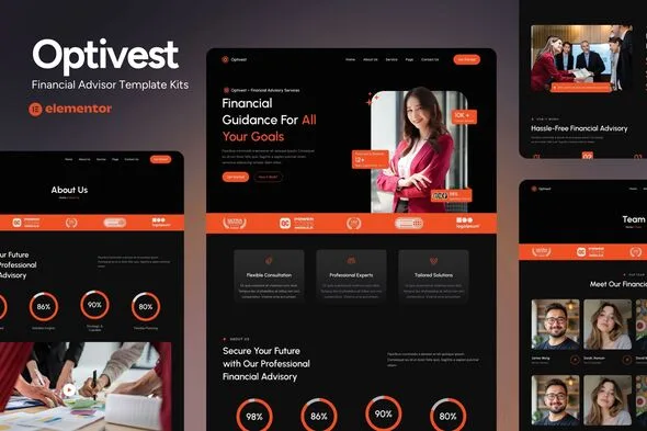 optivest financial advisor elementor template kit 1