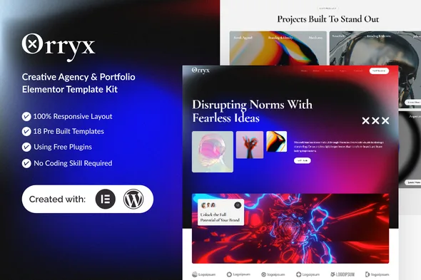 orryx creative agency portfolio elementor template kit 1