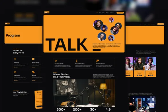 podhub modern dark mode podcast radio streaming elementor template kit 1