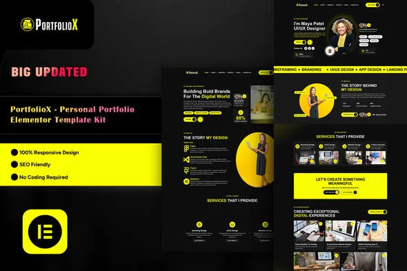 portfoliox personal portfolio elementor template kit 1