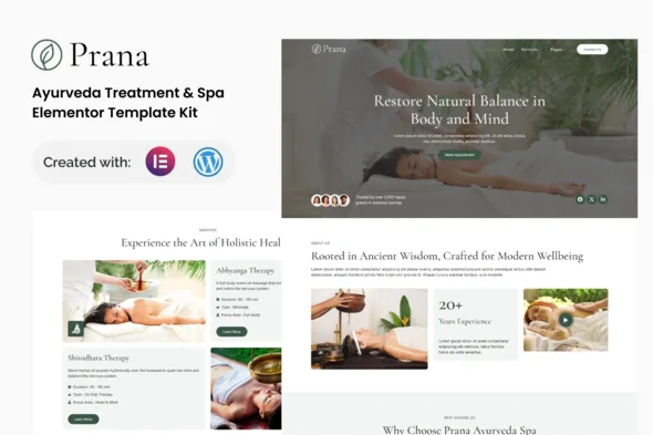 prana ayurveda treatment spa elementor template kit 1