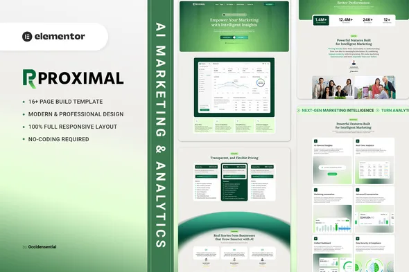 proximal ai marketing analytics elementor template kit 1