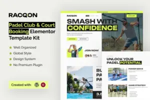 Racqon – Padel Club & Court Booking Elementor Template Kit