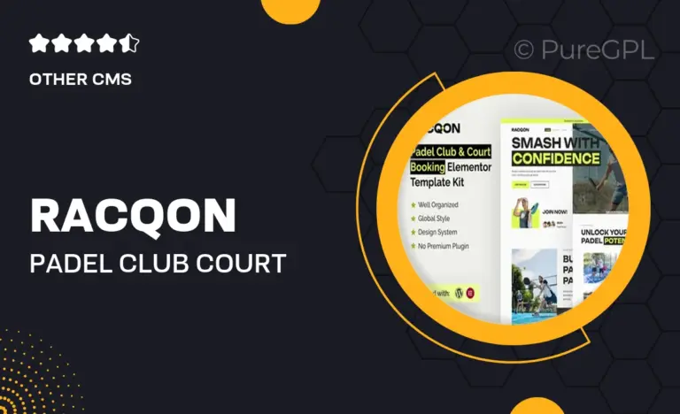 racqon padel club court booking elementor template kit
