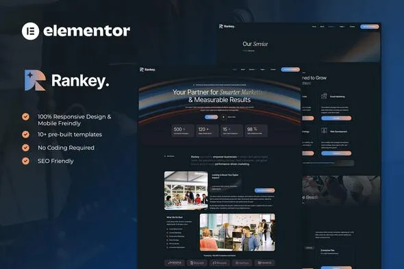 rankey digital marketing agency elementor template kit 1