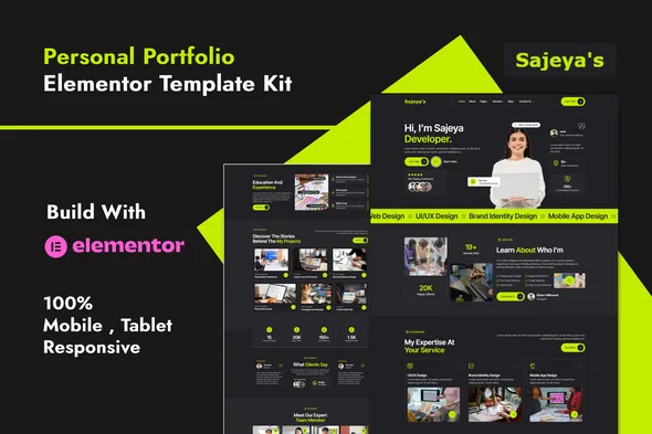sajeya personal portfolio elementor template kit 1