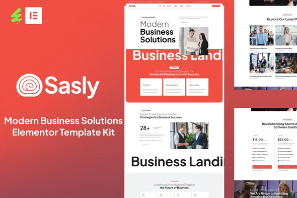sasly modern business solutions elementor template kit 1