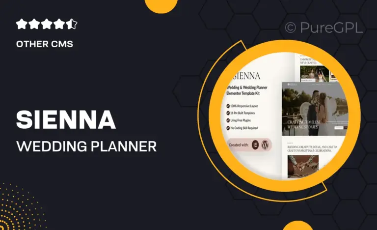 sienna wedding planner elementor template kit